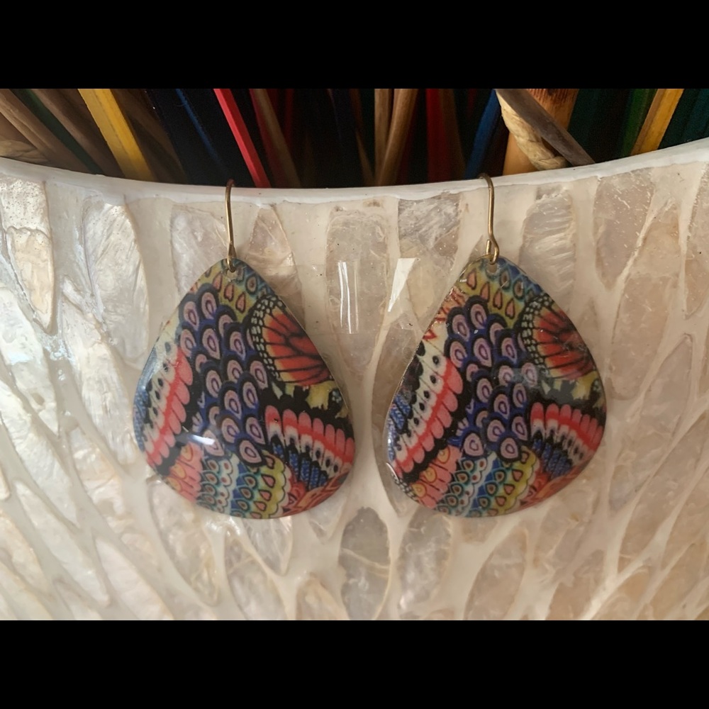 Rainbow Peacock Boho Earrings
